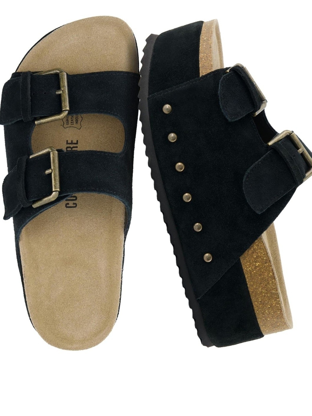 Cushionaire Leather & Cork Platform Sandals